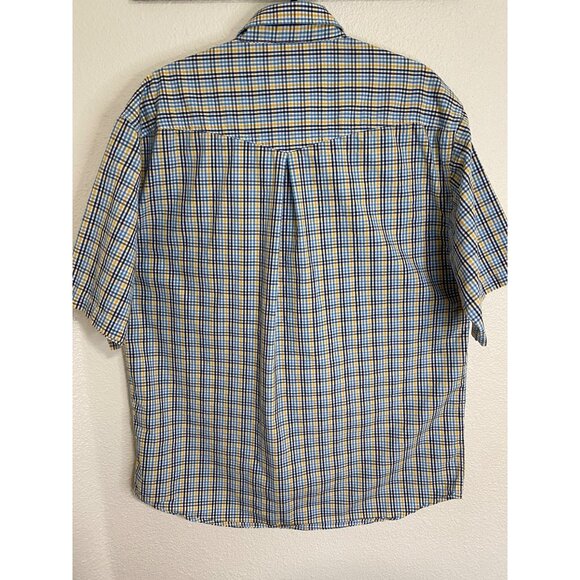 Resistol Rodeo Gear Men's Large Blue Plaid Button Down Short Sleeve Hat Logo - Picture 7 of 9